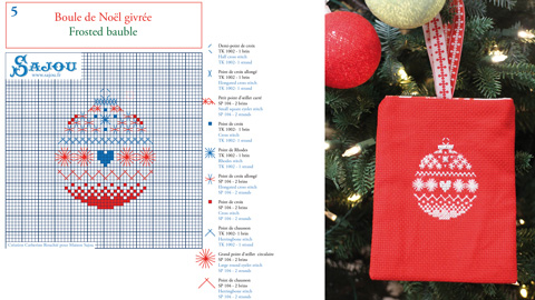 Stickvorlage 5 Weihnachtskugel Sajou Adventskalender